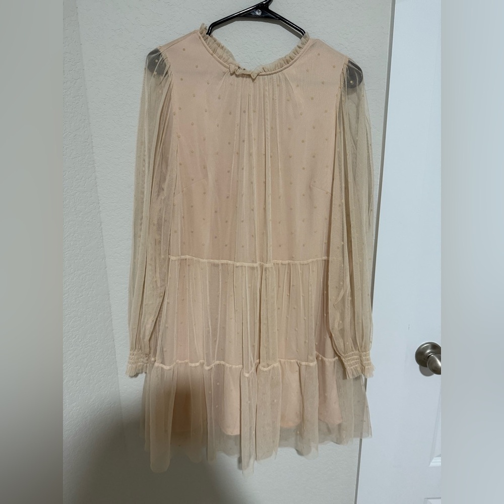 H&M Sheer Swiss Dot Babydoll Dress - Light Pink - Picture 2 of 9